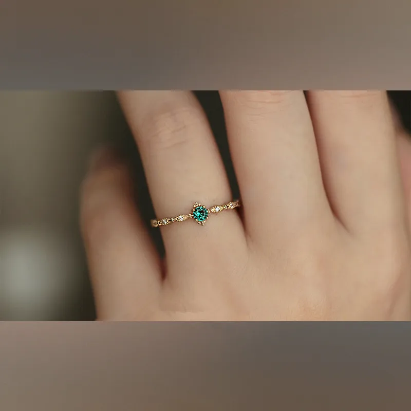 925 Sterling Silver Fashion Tail Ring Women Plating 14k Gold Simple Design Inlaid Emeralds Wedding Jewelry Accessories silver rings,silver ring,gold plated rings,wedding rings,gold plated silver ring,emerald gemstone ring,gemstone ring,gold rings