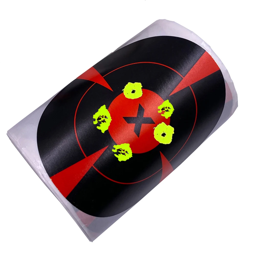 

3"/7.50cm 100Pcs per Roll Self-Adhesive Splatter Splash & Reactive(Colors Impact Black to Yellow) Shooting Sticker Targets