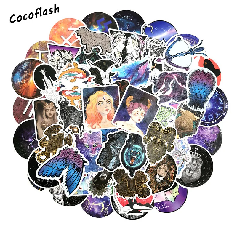 50/100Pcs Twelve Constellations Signs Of The Zodiac Graffiti Sticker For Skateboard Luggage Laptop Guitar Fridge Doodle Decal
