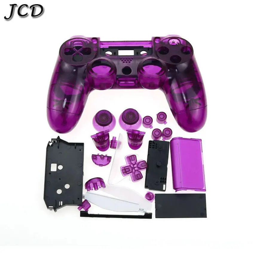 Clear purple JCD для PS4 V1 контроллер полный корпус Оболочка Чехол Обложка мод комплект кнопок для sony Playstation 4 PS4 JDM-001 011, прозрачный - Цвет: Clear purple