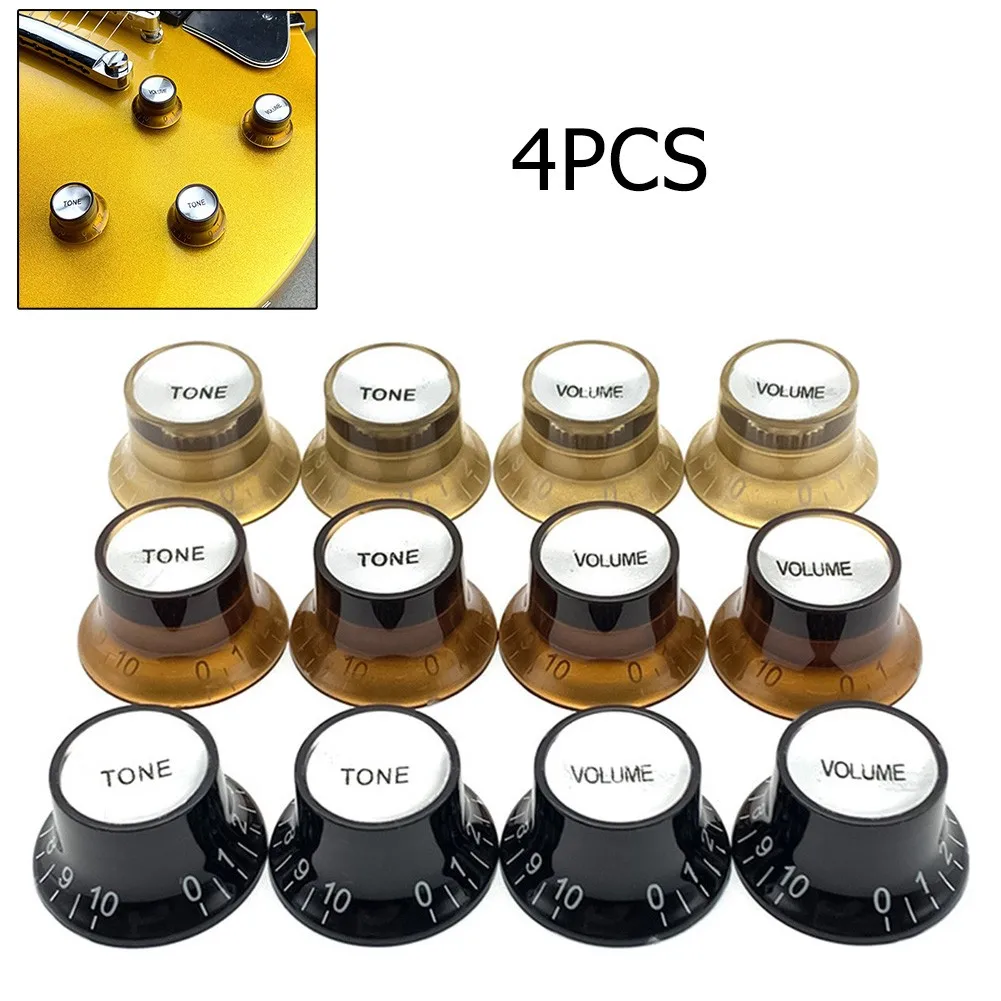 

4pcs Guitar Top Hat Speed Control Knobs 2 Volumes 2 Tone Knobs 2 Volume Musical Instruments Jacks Knobs Guitar Parts