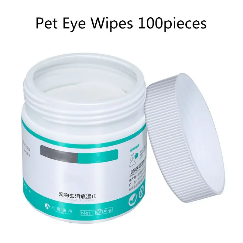 

100Pcs Pet Eye Wet Wipes Dog Cat Grooming Tear Removal Stain Cleaning Wet Towels