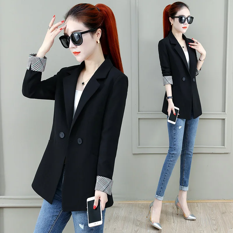 

Suit Jacket Women's 2019 Autumn New Style French British Style Suit Early Autumn Mid-length Loose Autumn Clothing Tops