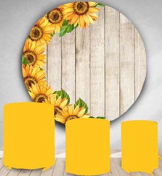 

Sunflower Circle Photography Backdrop Kids Baby Shower Birthday Party Decor Round Photo Background Customize Banner Studio Props