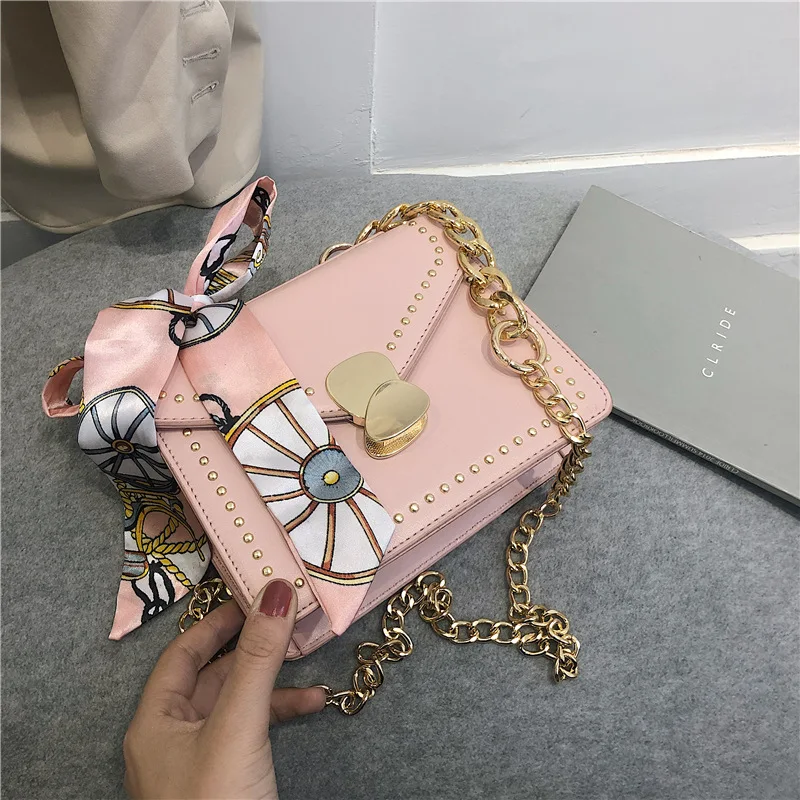 

Western Style Bag Women's 2020 New Style INS Fashion Rivet Chain Square Sling Bag Versatile GIRL'S Crossbody Bag
