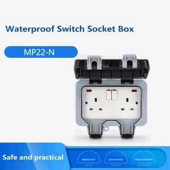 

Electrical Wall Power Socket Waterproof Outdoor Storm Switch IP66 External Use Masterplug Dual Power Socket EU/UK Home Decor