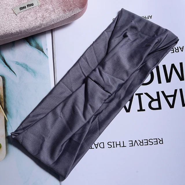 Women Headband Twist Turban Solid Wide Knitted Knotted Yoga Twisted Hairband Accessories For Turban Bandage Bandanas Hair Bands 02-Grey