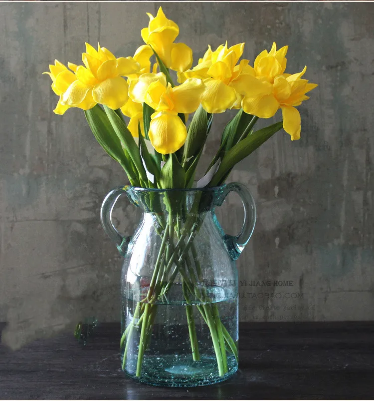 Pu sensación simulación orquídea Ирис flor de Lis искусственный женщины в китайском стиле boda sala de estar decoración Флорес falsas