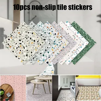 

Hot 10Pcs Self Adhesive Tile Stickers PVC Waterproof Non-slip Floor Stickers Wallpapers for DIY Home Decor 30x30cm CNT 6