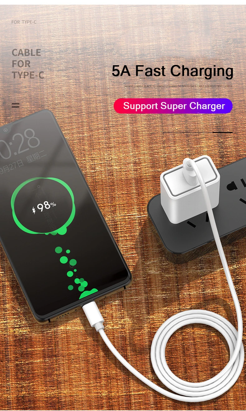 5А type-C супер быстрый зарядный кабель для USB C мобильного телефона передачи данных кабель для телефонов Android USB3.1 0,25 M 1M 1,5 M 2M