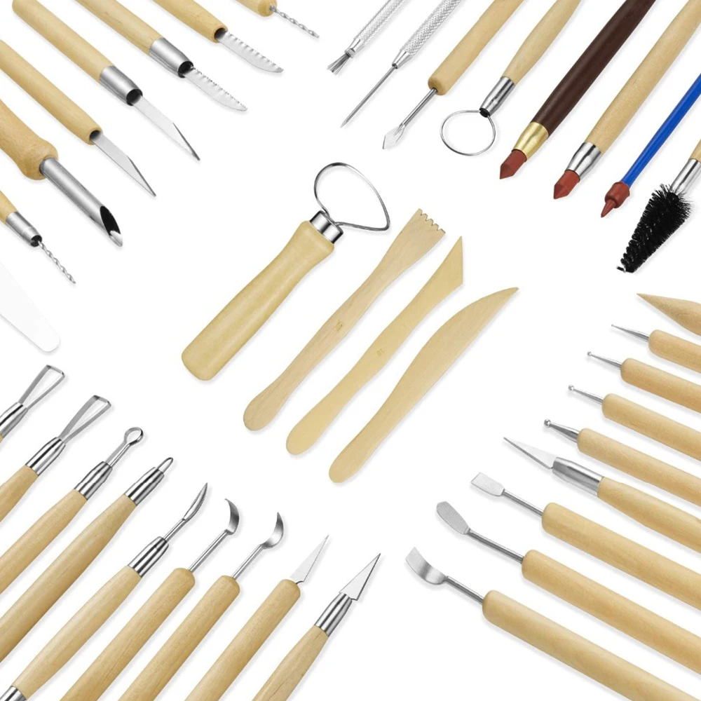 52/51/43/42 pcs Clay Sculpting Kit Clay Sculpting Sculpt Tool Wooden Handle Modeling Tools set