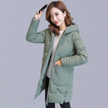 

Autumn And Winter Thick Warm Casual Long Jackets Women Coats New Fashion Hooded Cotton Parka Female Outerwear Coats P128