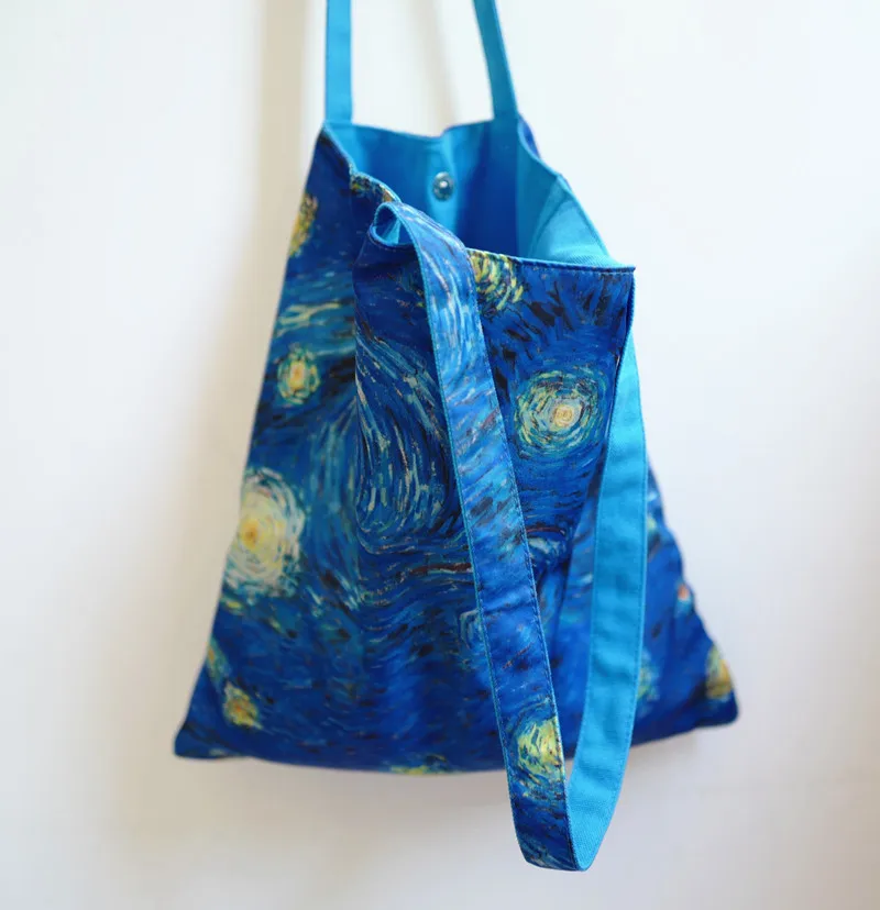 

Handmade Van Gogh Starry Pattern Canvas Bag Vintage Printed Canvas Bag Fashion Daily Shopping Bag Simple and Easy to Use