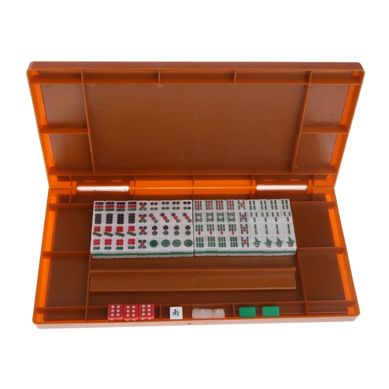  Portable Mini 144 Mahjong Set Mah jong Table Traditional Game Travel Foldable Q6PD