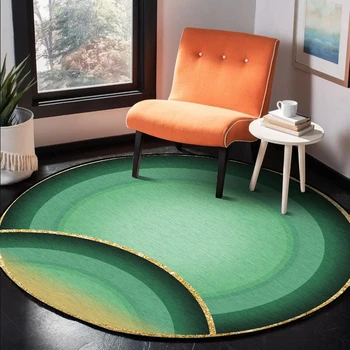 

Modern Nordic Round Area Rugs Fresh Tender Green Purple Semi-Circular Pattern Carpets Living Room Bedroom Chair Round Floor Mat