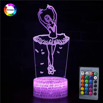 

Fitness Dancing 3D Lamp Illusion Night Light Remote Control Ballet 16 Colors LED Night Table Lamp with Colorful Flash Light