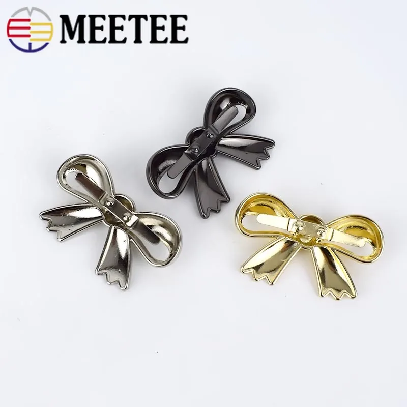 Meetee 5/10 шт. 45x27 мм бант металлическая пряжка для сумки обувь одежда ремень декоративная пряжка DIY Изделия из кожи Швейные аксессуары для сумок