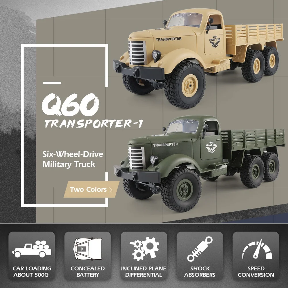 Tanie 116 2.4G 6WD pilot zdalnego sterowania ciężarówki wojskowe 6 napęd na wszystkie koła Off Road RC Model pojazdu armii wspinaczka samochodów auto armia ciężarówka zabawki chłopięce