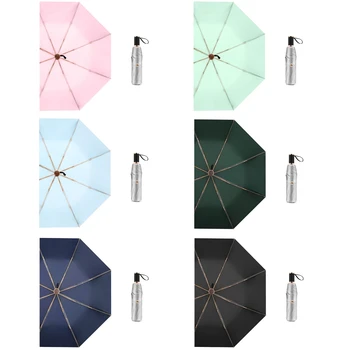 

Portable Double Layer Folding Umbrella Titanium Silver Sun Rain Umbrellas Super Sunscreen Anti Ultraviolet UPF50+ for Men Women