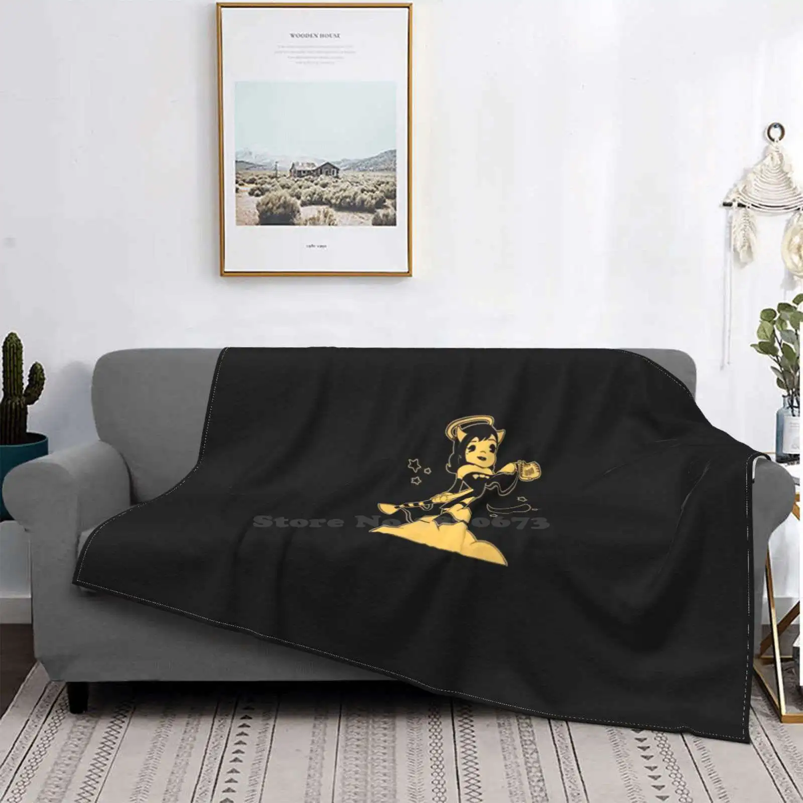 Nuova Vendita Stampa Personalizzata Flanella Morbida Coperta Bendy Gijinka Bendy The Ink Machine Horror Game Gioco Horror Cartoon Funny Creepy