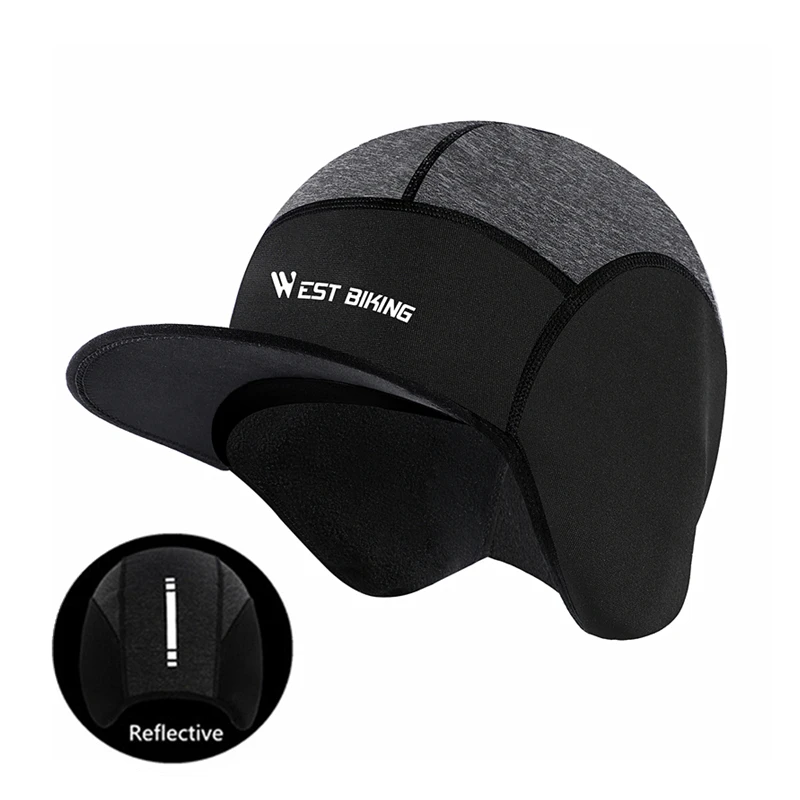 Reflective Caps WEST BIKING велосипедные шапки, зимние ветрозащитные велосипедные головные уборы, флисовые тепловые шлемы для мужчин и женщин, уличные Беговые лыжные велосипедные колпачки - Цвет: Reflective Caps