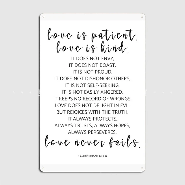 1 Corinthians 13:4, 7-8 Love Is Patient Wall Plaque, 23.5 x 15.75