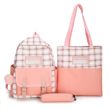 

Canvas Fashion Women Set Backpack Travel Large Capacity Female Bagpack High School Bags for Teenage Student Schoolbag