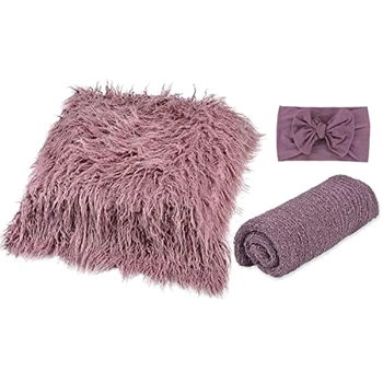 

3pcs Boys Girls Washable Easy Clean Newborn Photography Mat Baby Photo Props Set Shower Gift Reusable Long Ripple Wrap Stretch
