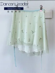 Ballet Short Skirt Avocado White Small Flower Embroidered Women's Dance Skirt Gymnastics Practice Skirt Adult Ballet Lyric Skirt