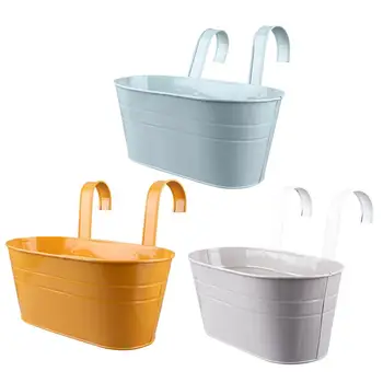 

3Pcs Detachable Wall Mounted Flowerpot Oval Iron Barrel Hanging Flower Pot Decor With Double Hooks for Home (Assorted Color)