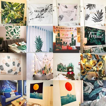 

3D Green Leaves Tapestry Tropical Plant Wall Hanging animal Home Decor Tapestries Tablecloth Bedspread Tenture Carpet
