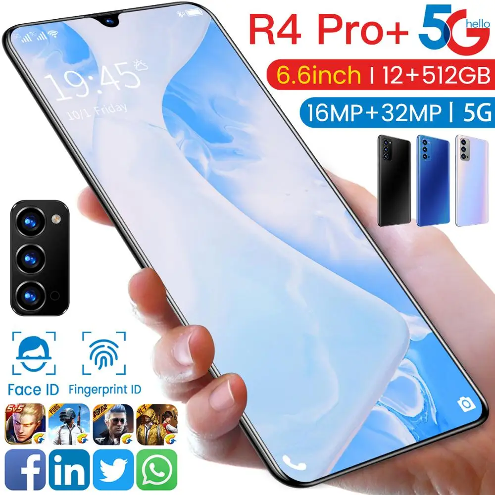 6.6 Inch R4 Pro+ Snapdragon 865 Mobile Phone
