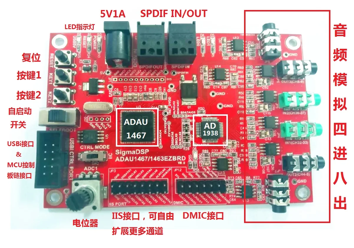

Макетная плата Adau1467/Свободная конфигурация 20 входных и выходных каналов