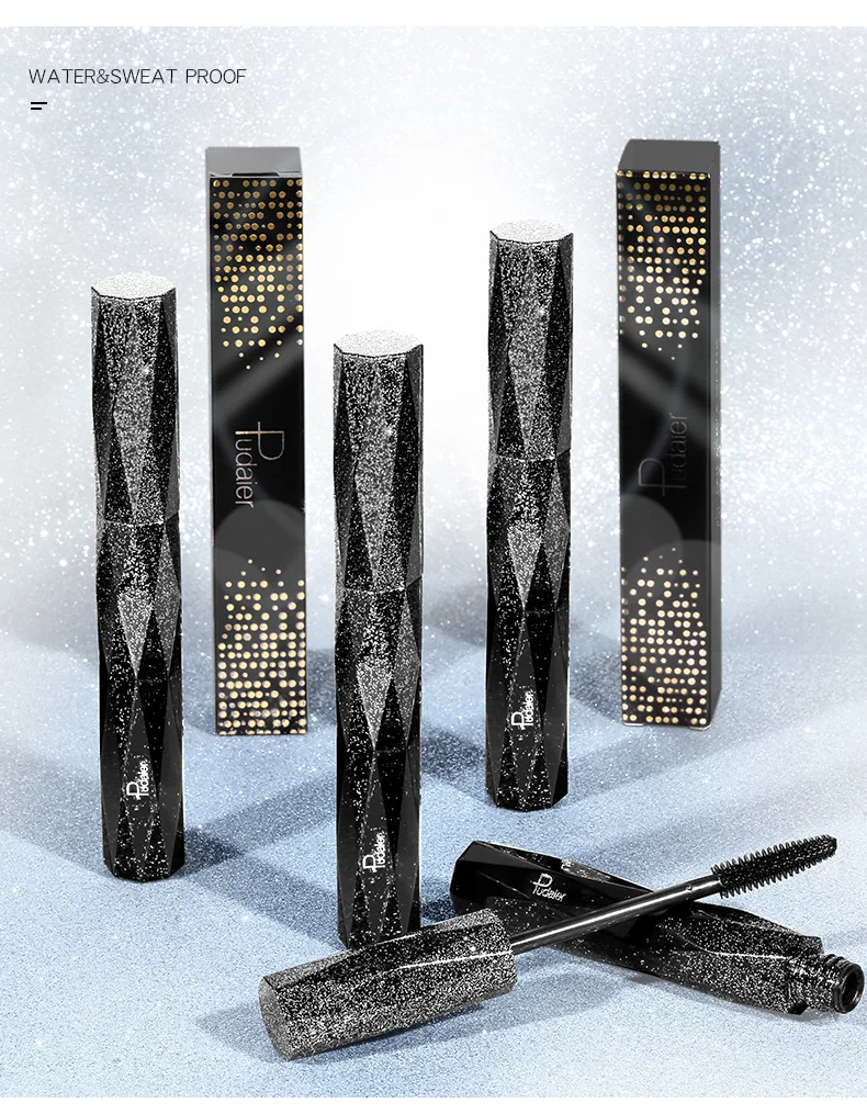 

Pudaier Mascara Natural Slender Curls Mascara Black Thick Lengthening 4D Silk Fiber Lash Extensions Waterproof eye makeup+eub