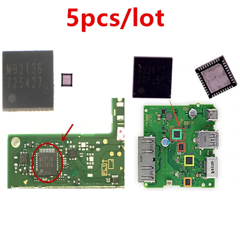 

5 шт. Мощность Батарея зарядки IC чип M92T36, совместимому с HDMI материнская плата M92T17 Аудио Видео чип управления IC для Nintendo Switch NS