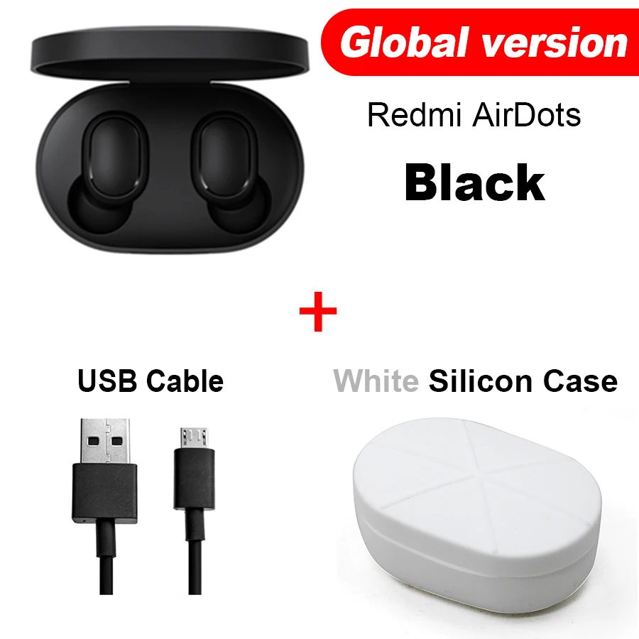 Оригинальные беспроводные наушники Xiaomi Redmi Airdots TWS, наушники с громкой связью, голосовое управление, Bluetooth 5,0, шумоподавление, управление AI - Цвет: GB Cable White Case