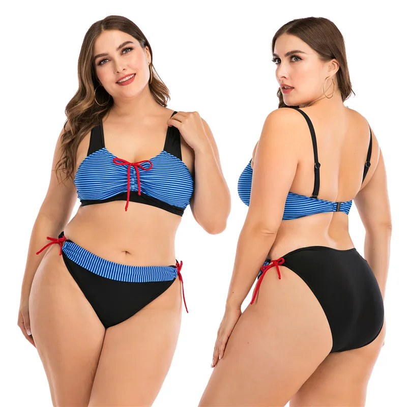 

Plus Size Sexy Two Piece Swimsuit L-4XL Women Push Up Swimwear Bikini Set For Swimming Bathing Suit 8824