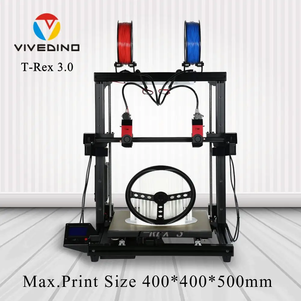 VIVEDINO T-Rex 3,0 улучшенная версия IDEX 3d принтер FDM с ЖК-экраном UBL автоматическое выравнивание 400*400*500 мм