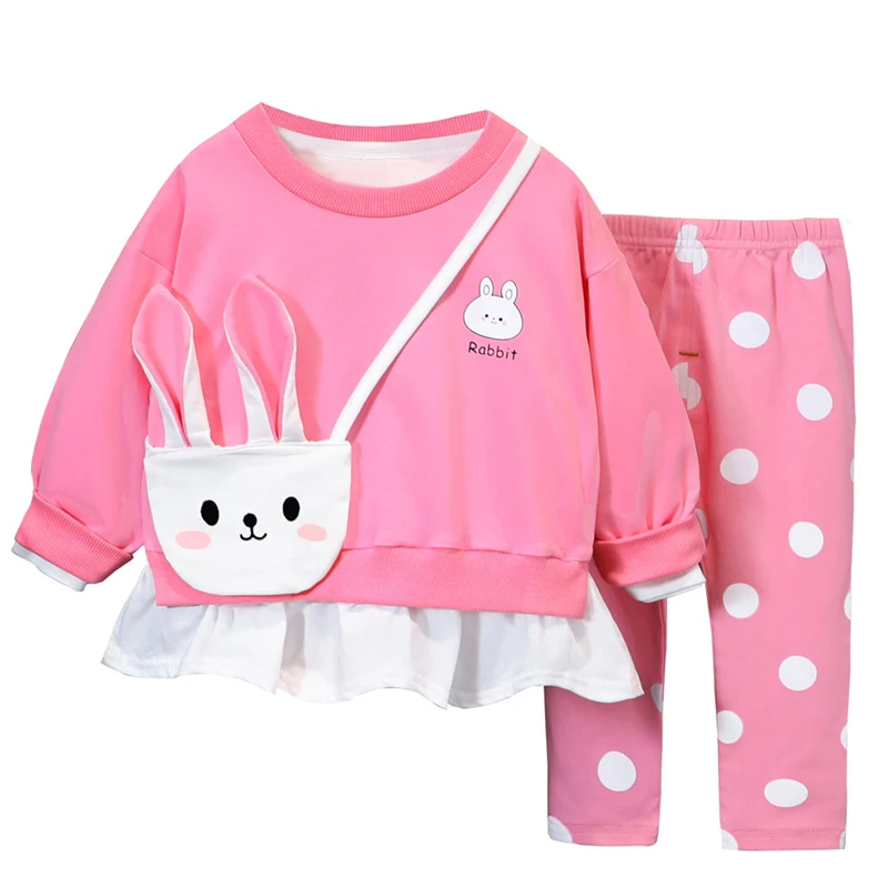 Baby Girls Clothing Sets Spring Autumn Children Cartoon Rabbit T Shirt Pants Toddler Infant Outdoor Kids Vacation Outfit kids clothing set,girls clothing set