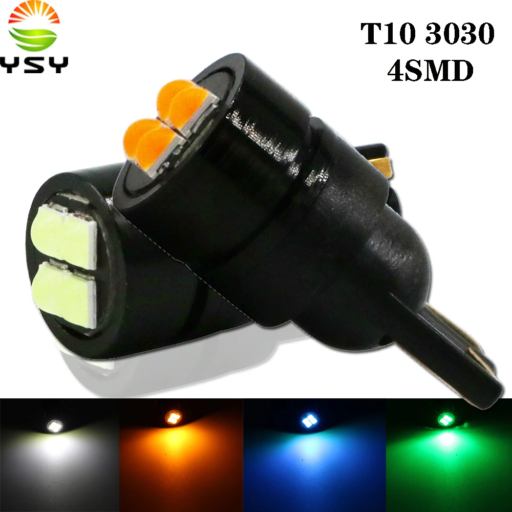 

YSY 2Pcs W5W 3030 4SMD Car T10 LED 194 168 Wedge Replacement Reverse Instrument Panel Lamp White Blue Bulbs For Clearance Lights