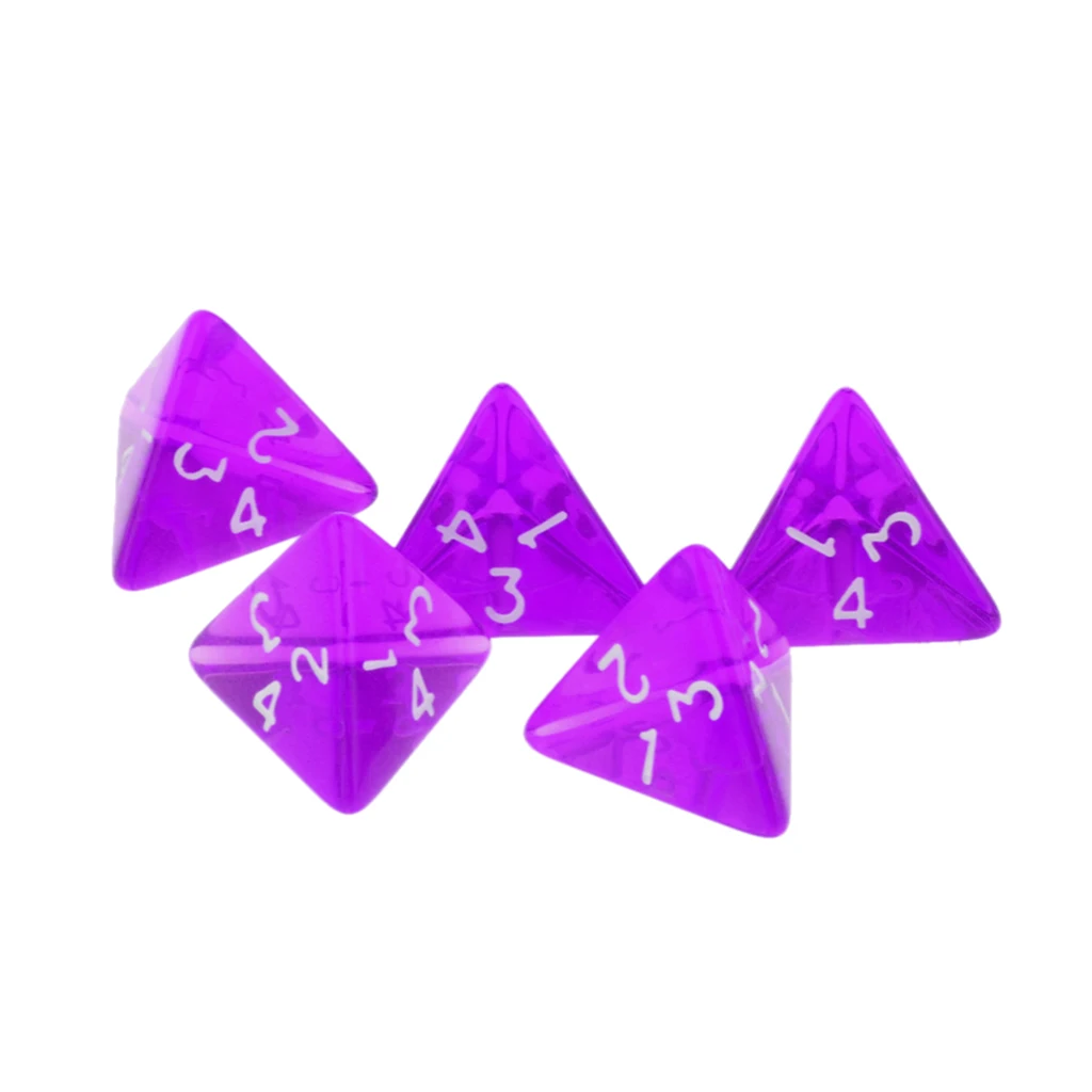 5pcs 4 Sided D4 Dice for Playing TRPG Dungeons and Dragons D&D RPG Board Game Favours and Math Teaching Lovers