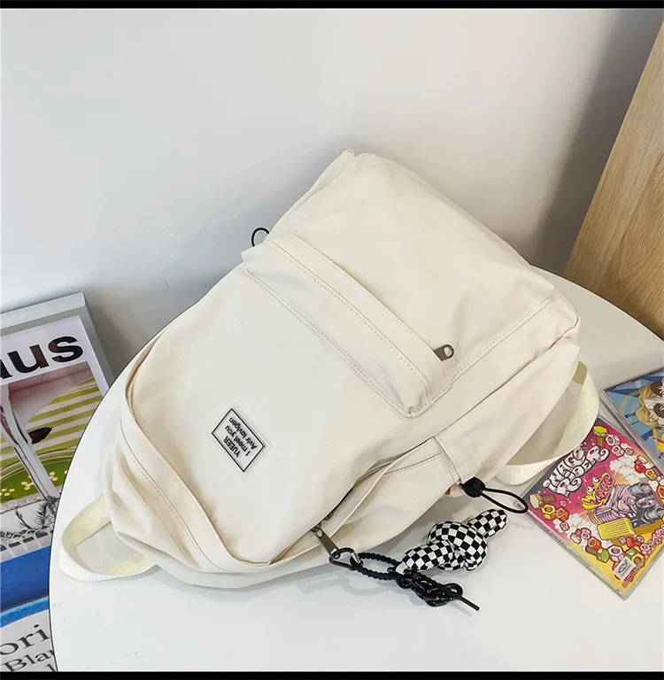 DCIMOR New Solid Color Women Backpack Trendy Girl Cute Travel Bag Teenager Fashion Schoolbag College High Quality Cotton Bookbag