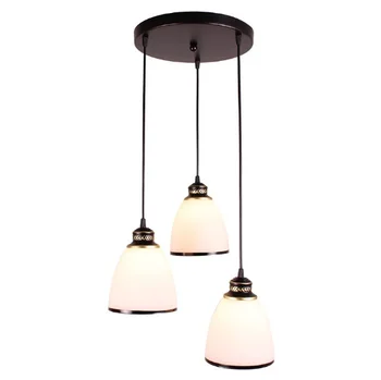 

Modern simple wrought iron glass chandelier bedroom dining room lamp LED home lighting bar table lamp three head chandelier