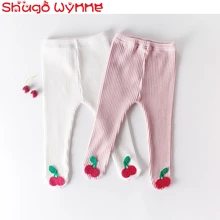 Новые весенне-осенние милые леггинсы с рисунком вишни для маленьких девочек, хлопковые универсальные pp Колготки