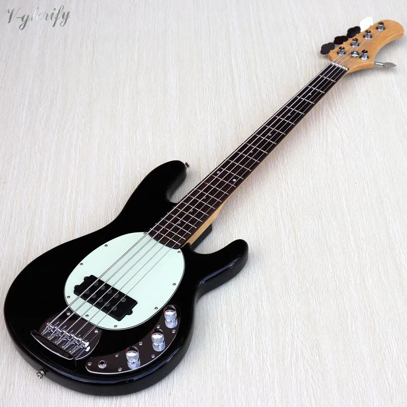 5 струна Sunburst цветная электрическая бас-гитара из красного дерева, бас-гитара 43 дюймов, глянцевая бас-гитара ra - Цвет: black color