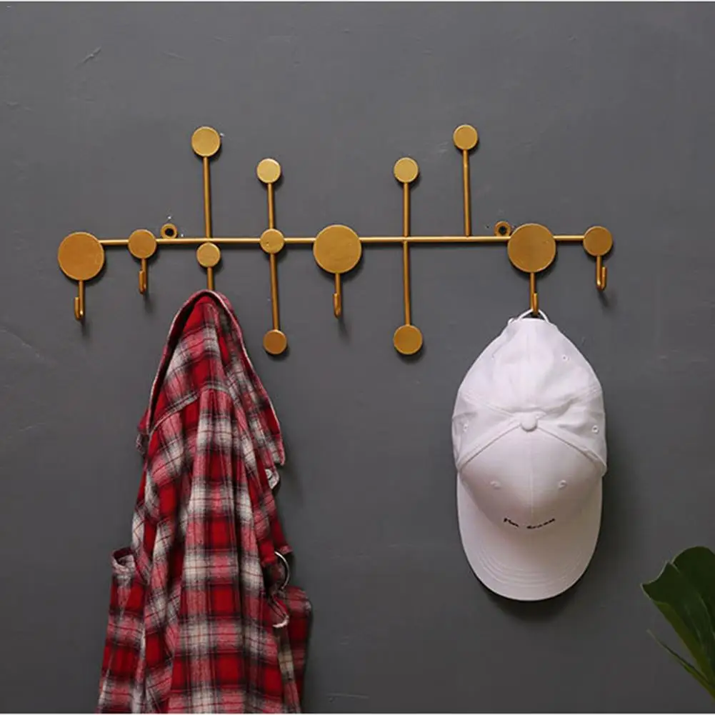 Wall Storage Iron Hook Polka Dot Wrought Iron Decorative Wall-mounted Key Hook Coat Hat Hanger For Living Room Organizer