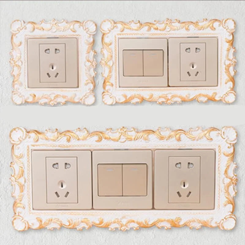 

Wall Power Switch Frame Sticker Wedding New House Outlet Frame Decoration Resin Baroque Decor Wall Switch Cover Frame