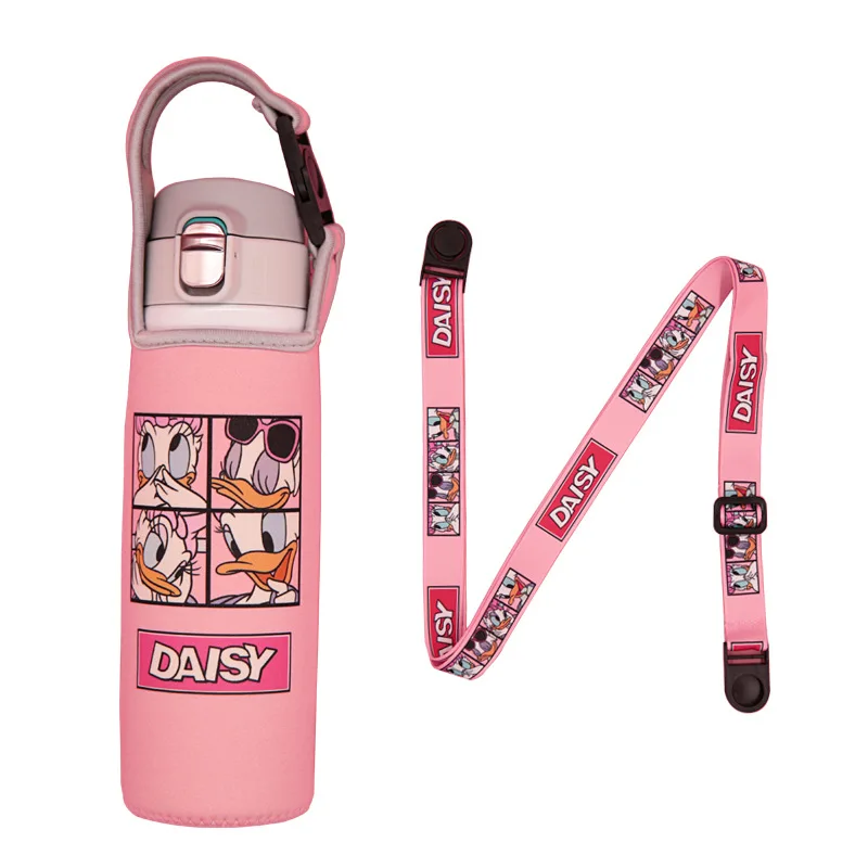 Diseny Mickey Mouse Messenger Strap Water Bottle Protective Cover Insulation Cup Cover Anti-scald Insulation Water Cup Bag