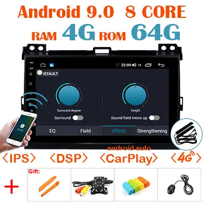 64G Android 9,0 1280*720P Carplay Авто gps радио для Toyota LAND CRUISER Prado 120 Lexus GX47 мультимедийный экран без DVD головное устройство - Color: 4G64G CARPLAY NO C