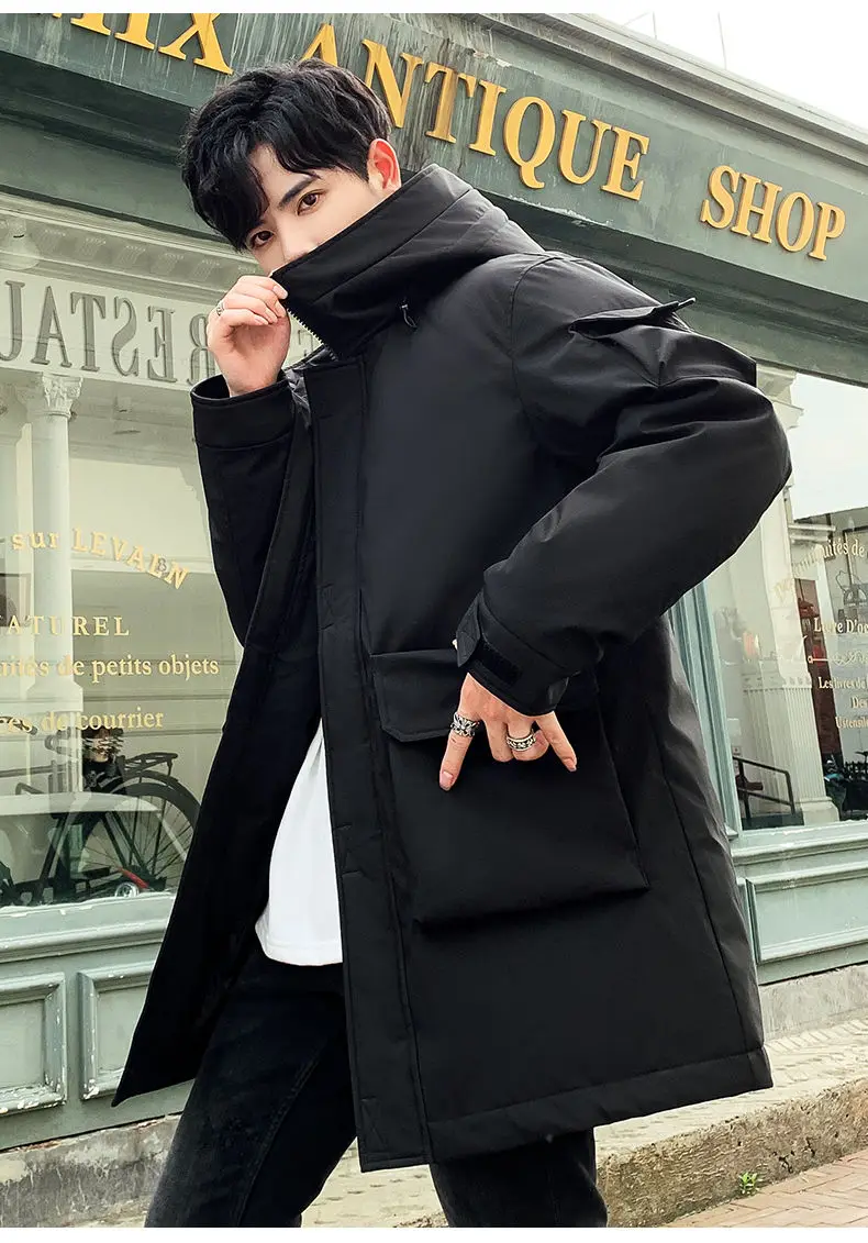 Толстая теплая зимняя куртка Мужская парка с флисовой подкладкой и капюшоном